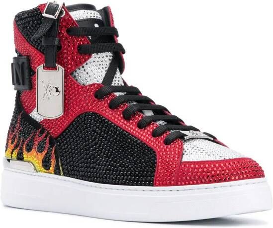 Philipp Plein Money Beast sneakers met vlammenprint Zwart