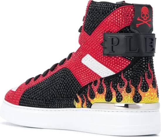 Philipp Plein Money Beast sneakers met vlammenprint Zwart