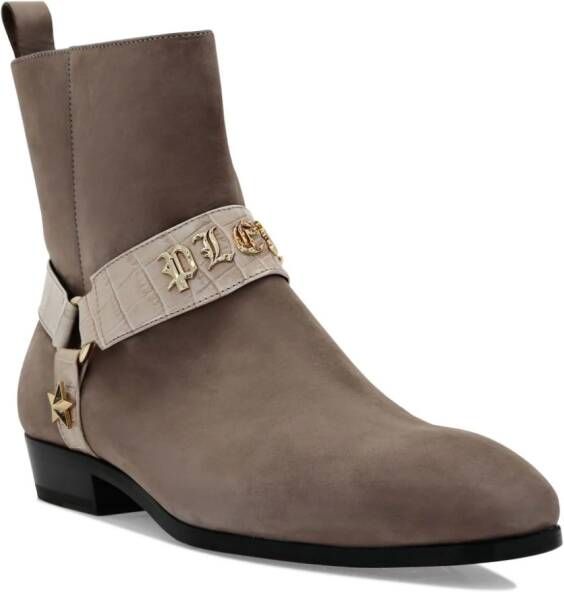 Philipp Plein Nubuck suède enkellaarzen Beige