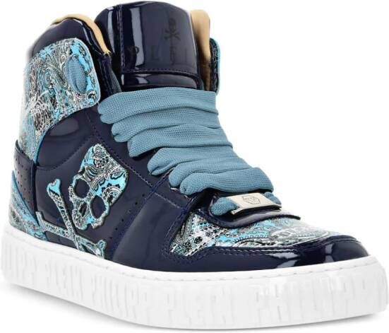 Philipp Plein Paisley high-top sneakers Blauw