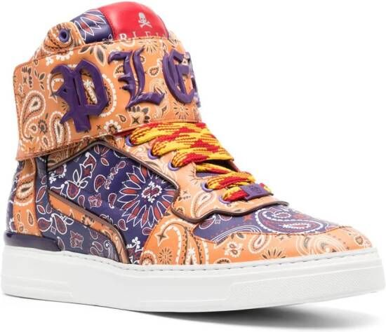 Philipp Plein Sneakers met paisley-print Oranje