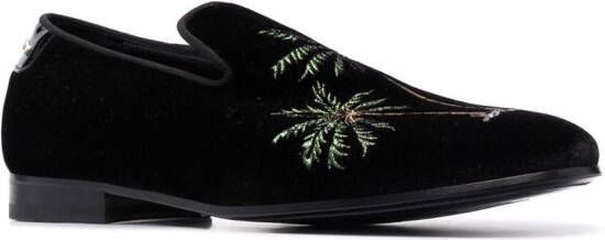 Philipp Plein Palm loafers met borduurwerk Zwart