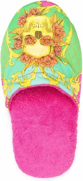 Philipp Plein Pantoffels met barokprint Groen