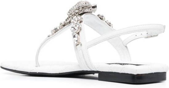 Philipp Plein Sandalen met kristallen doodskop Wit