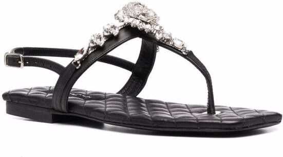 Philipp Plein Sandalen met kristallen doodskop Zwart