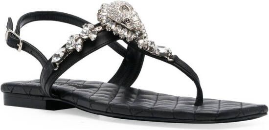 Philipp Plein Sandalen met kristallen doodskop Zwart