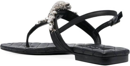 Philipp Plein Sandalen met kristallen doodskop Zwart