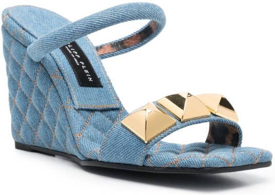 Philipp Plein Sandalen met sleehak Blauw