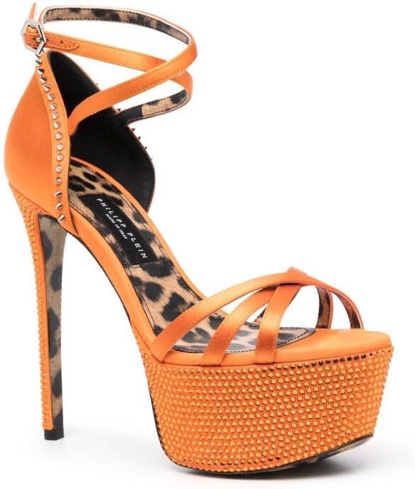 Philipp Plein Sandalen met verfraaide plateauzool Oranje