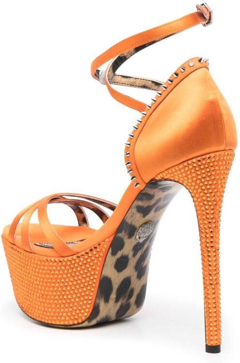 Philipp Plein Sandalen met verfraaide plateauzool Oranje