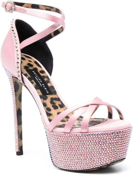 Philipp Plein Sandalen met verfraaide plateauzool Roze