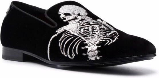 Philipp Plein Skeleton loafers Zwart