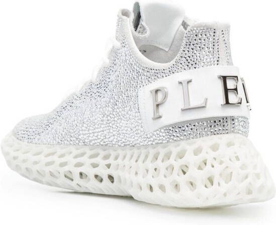 Philipp Plein Skeleton Runner verfraaide sneakers Zilver