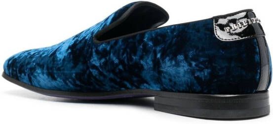 Philipp Plein Slippers met doodskop-applicatie Blauw