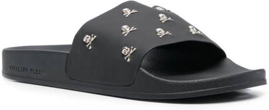 Philipp Plein Slippers met doodskop Zwart