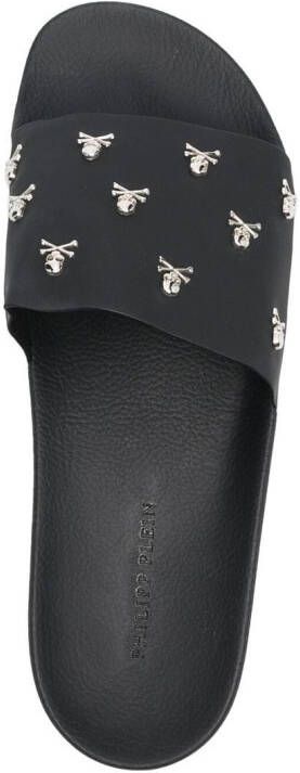 Philipp Plein Slippers met doodskop Zwart