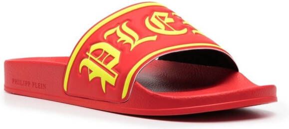 Philipp Plein Slippers met logo Rood