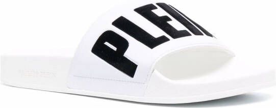 Philipp Plein Slippers met logoprint Wit