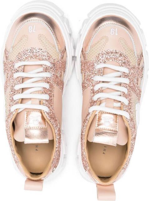 Philipp Plein Junior Sneakers met logopatch Roze