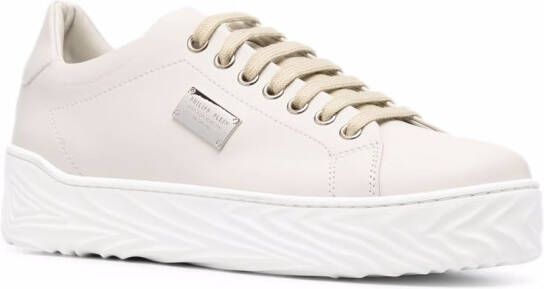 Philipp Plein Sneakers met logoplakkaat Beige