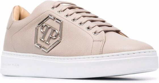 Philipp Plein Sneakers met logoplakkaat Beige