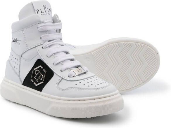 Philipp Plein Junior Sneakers met logoprint Wit