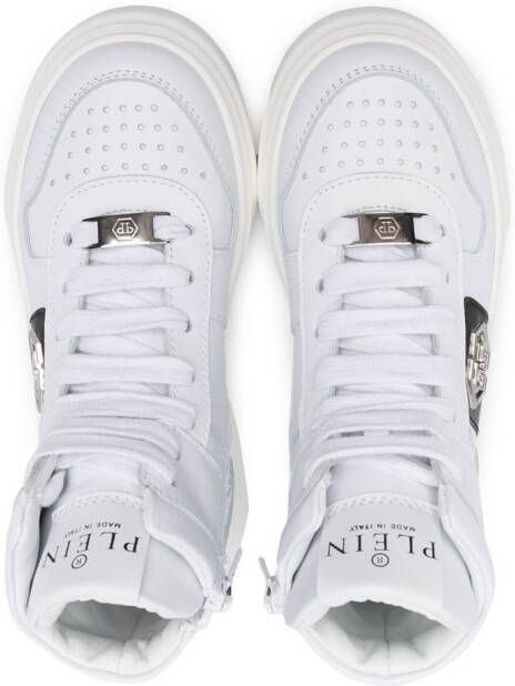 Philipp Plein Junior Sneakers met logoprint Wit
