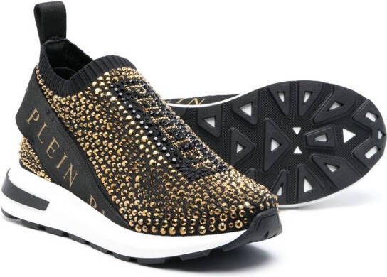 Philipp Plein Junior Sneakers verfraaid met logo Zwart