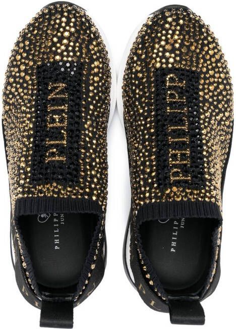 Philipp Plein Junior Sneakers verfraaid met logo Zwart