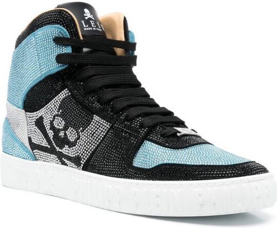 Philipp Plein Strass high-top sneakers Blauw