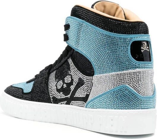 Philipp Plein Strass high-top sneakers Blauw