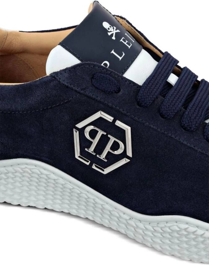 Philipp Plein Suède sneakers met logoplakkaat Blauw