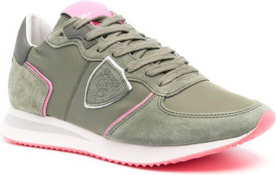 Philippe Model Paris Tropez sneakers met suède vlakken Groen