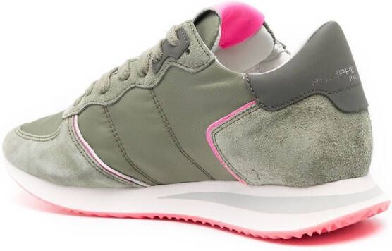 Philippe Model Paris Tropez sneakers met suède vlakken Groen