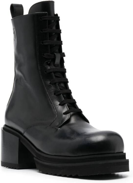 PINKO Leren combat boots Zwart
