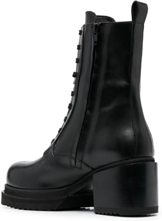 PINKO Leren combat boots Zwart