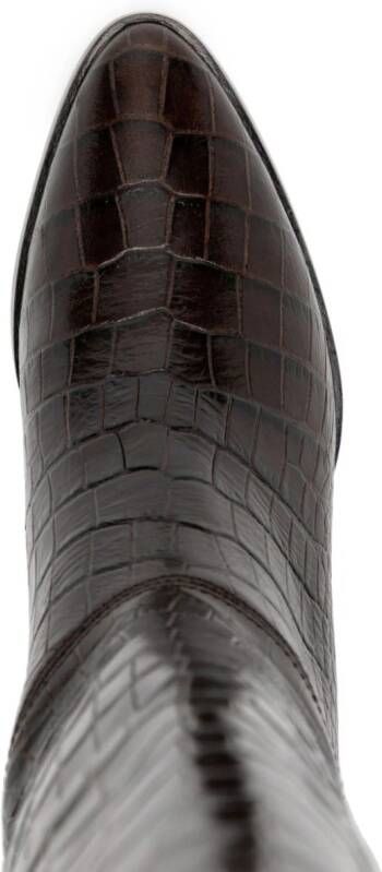 Polo Ralph Lauren 55mm leren laarzen met krokodillen-reliëf Bruin