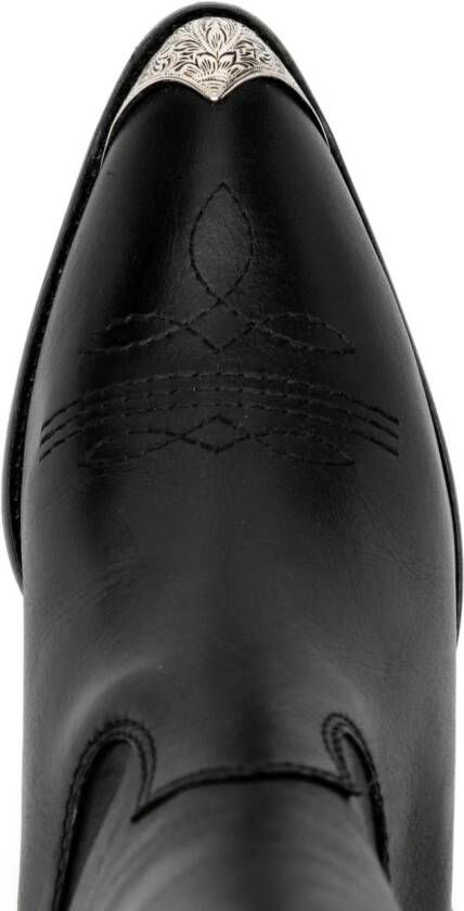 Polo Ralph Lauren Leren 55mm laarzen met metalen neus Zwart