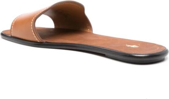 Polo Ralph Lauren Leren sandalen met logo-reliëf Bruin