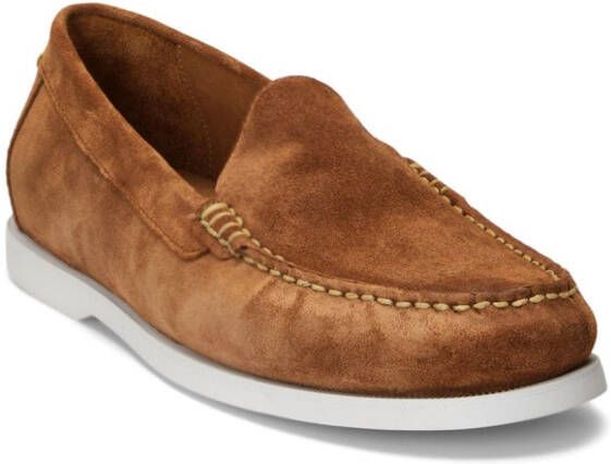 Polo Ralph Lauren Suède loafers met logo-reliëf Bruin
