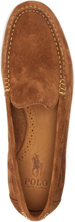 Polo Ralph Lauren Suède loafers met logo-reliëf Bruin
