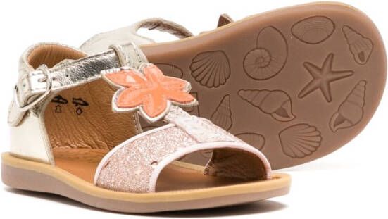 Pom D'api Sandalen met bloemenapplicatie Roze