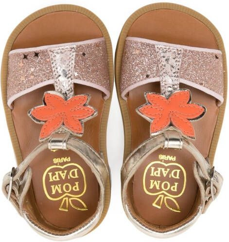 Pom D'api Sandalen met bloemenapplicatie Roze
