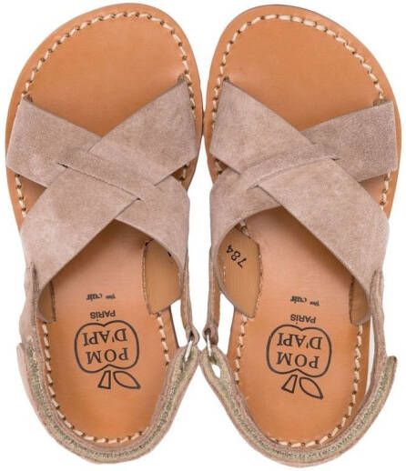 Pom D'api Sandalen met gekruiste bandjes Beige