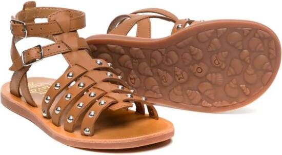 Pom D'api Sandalen verfraaid met studs Bruin