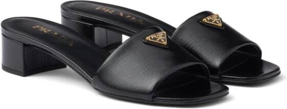 Prada 35 mm sandalen met logopatch Zwart