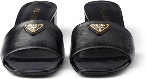 Prada 35 mm sandalen met logopatch Zwart