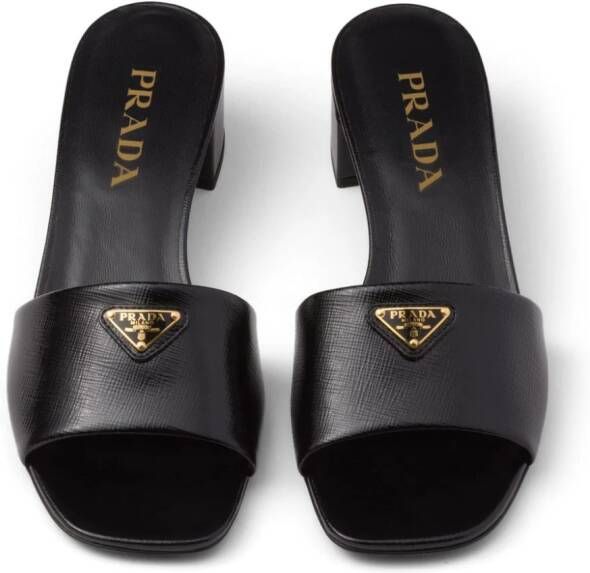 Prada 35 mm sandalen met logopatch Zwart