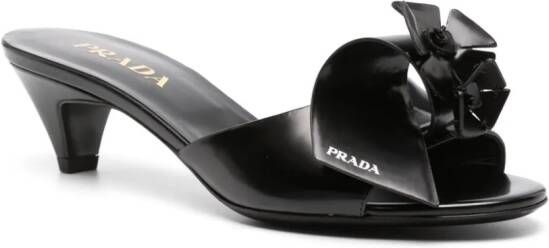Prada Muiltjes met bloemenpatch Zwart