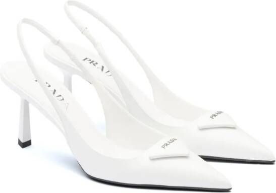 Prada Leren slingback pumps 75 mm Wit